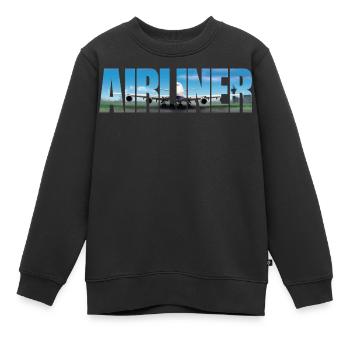 Avion Jumbo Jet - Sweat Premium enfant bio - noir - Devant - AI Model Kid Female (0cm)