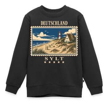 Deutschland Sylt Vintage Reisemarke - Kinder Premium Organic Sweatshirt - Schwarz - Vorne - AI Model Kid Female (0cm)