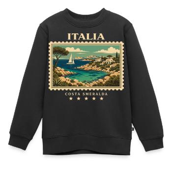 Italien Vintage Reisemarke - Kinder Premium Organic Sweatshirt - Schwarz - Vorne - AI Model Kid Female (0cm)