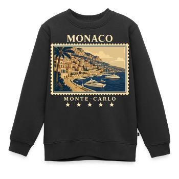 Monaco Monte-Carlo Vintage Reisemarke - Kinder Premium Organic Sweatshirt - Schwarz - Vorne - AI Model Kid Female (0cm)
