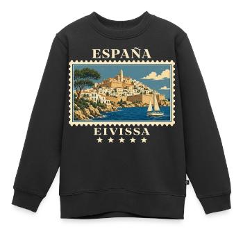 Spanien Eivissa Vintage Reisemarke - Kinder Premium Organic Sweatshirt - Schwarz - Vorne - AI Model Kid Female (0cm)
