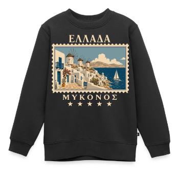 Griechenland Mykonos Vintage Reisemarke - Kinder Premium Organic Sweatshirt - Schwarz - Vorne - AI Model Kid Female (0cm)