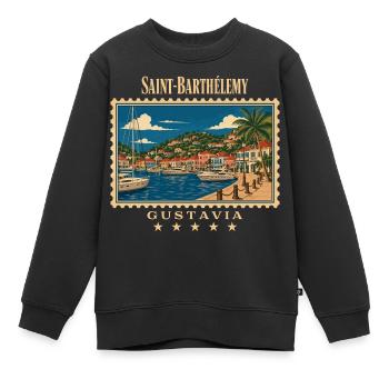 Saint-Barthélemy Gustavia Vintage Reisemarke - Kinder Premium Organic Sweatshirt - Schwarz - Vorne - AI Model Kid Female (0cm)