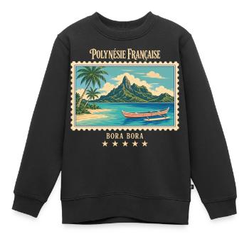 Polynesien Bora Bora Vintage Reisemarke - Kinder Premium Organic Sweatshirt - Schwarz - Vorne - AI Model Kid Female (0cm)