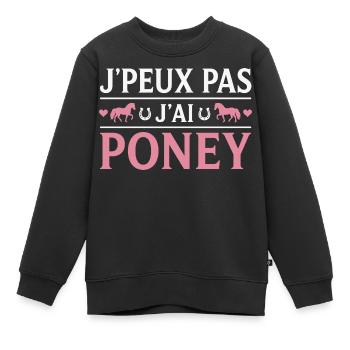 Poney Cadeau humour personnalisé - Sweat Premium enfant bio - noir - Devant - AI Model Kid Female (0cm)