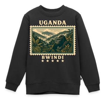 Uganda Bwindi Vintage Reisemarke - Kinder Premium Organic Sweatshirt - Schwarz - Vorne - AI Model Kid Female (0cm)
