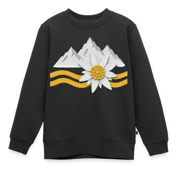 Montagnes des Alpes avec des fleurs d’Edelweiss Paysage naturel - Sweat Premium enfant bio - noir - Devant - AI Model Kid Female (0cm)