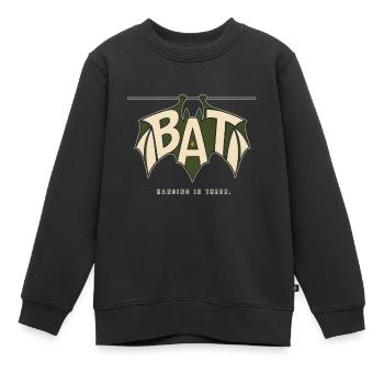 BAT – Jeu de batte suspendue et jeu de mots - Sweat Premium enfant bio - noir - Devant - AI Model Kid Female (0cm)