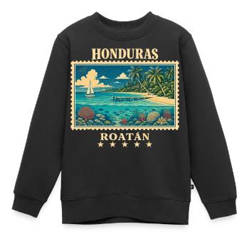 Honduras Roatán Vintage Reisemarke - Kinder Premium Organic Sweatshirt - Schwarz - Vorne - AI Model Kid Female (0cm)