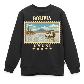 Bolivien Uyuni Vintage Reisemarke - Kinder Premium Organic Sweatshirt - Schwarz - Vorne - AI Model Kid Female (0cm)
