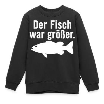 Der Fisch war größer Lustiger Anglerspruch Angel - Kinder Premium Organic Sweatshirt - Schwarz - Vorne - AI Model Kid Female (0cm)