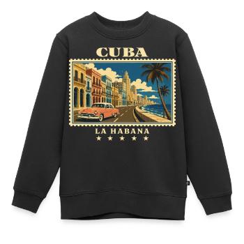 Kuba La Habana Vintage Reisemarke - Kinder Premium Organic Sweatshirt - Schwarz - Vorne - AI Model Kid Female (0cm)