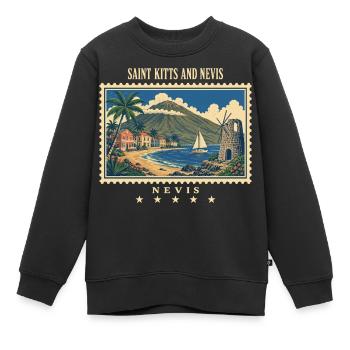 Saint-Kitts et Nevis Marque de voyage vintage Nevis - Sweat Premium enfant bio - noir - Devant - AI Model Kid Female (0cm)