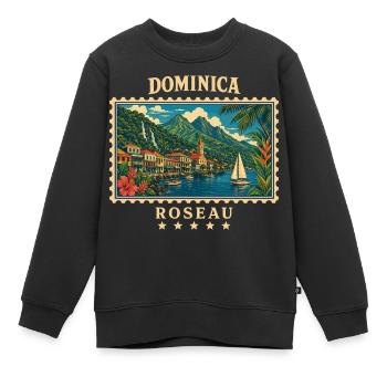 Marque de voyage vintage Dominica Roseau - Sweat Premium enfant bio - noir - Devant - AI Model Kid Female (0cm)