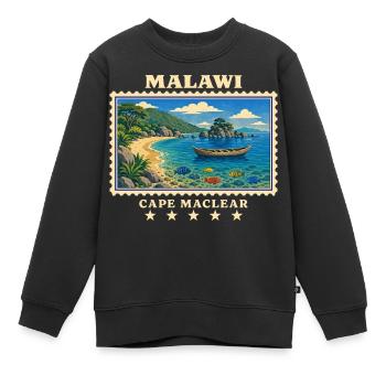 Malawi Cape Maclear Vintage Reisemarke - Kinder Premium Organic Sweatshirt - Schwarz - Vorne - AI Model Kid Female (0cm)
