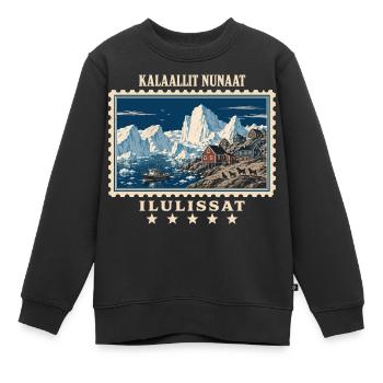 Grönland Ilulissat Vintage Reisemarke - Kinder Premium Organic Sweatshirt - Schwarz - Vorne - AI Model Kid Female (0cm)
