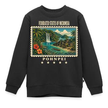 Micronesia Pohnpei Marque de voyage vintage - Sweat Premium enfant bio - noir - Devant - AI Model Kid Female (0cm)