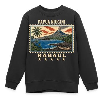 Papua-Neuguinea Rabaul Vintage Reisemarke - Kinder Premium Organic Sweatshirt - Schwarz - Vorne - AI Model Kid Female (0cm)