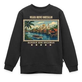 Brunei Bandar Seri Begawan Vintage Reisemarke - Kinder Premium Organic Sweatshirt - Schwarz - Vorne - AI Model Kid Female (0cm)