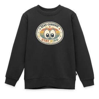 Reste curieux Reste gentil arc-en-ciel - Sweat Premium enfant bio - noir - Devant - AI Model Kid Female (0cm)