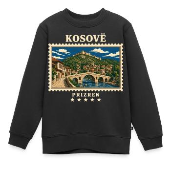 Kosovo Prizren Vintage Reisemarke - Kinder Premium Organic Sweatshirt - Schwarz - Vorne - AI Model Kid Female (0cm)