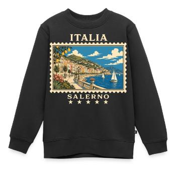 Italien Salerno Vintage Reisemarke - Kinder Premium Organic Sweatshirt - Schwarz - Vorne - AI Model Kid Female (0cm)
