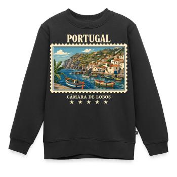 Portugal Câmara de Lobos Vintage Reisemarke - Kinder Premium Organic Sweatshirt - Schwarz - Vorne - AI Model Kid Female (0cm)
