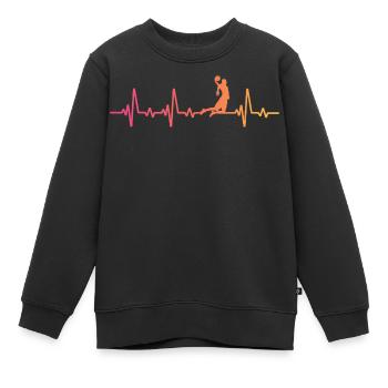 Basketball sunset battement de coeur joueur   - Sweat Premium enfant bio - noir - Devant - AI Model Kid Female (0cm)