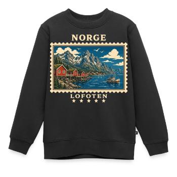 Norwegen Lofoten Vintage Reisemarke - Kinder Premium Organic Sweatshirt - Schwarz - Vorne - AI Model Kid Female (0cm)