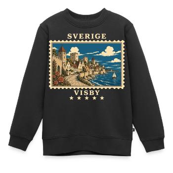 Schweden Visby Vintage Reisemarke - Kinder Premium Organic Sweatshirt - Schwarz - Vorne - AI Model Kid Female (0cm)
