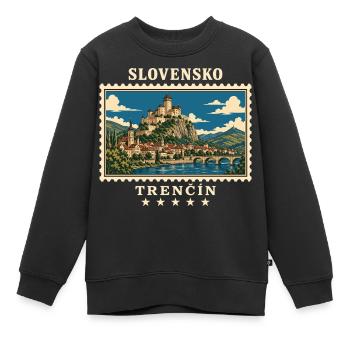 Slowakei Trenčín Vintage Reisemarke - Kinder Premium Organic Sweatshirt - Schwarz - Vorne - AI Model Kid Female (0cm)
