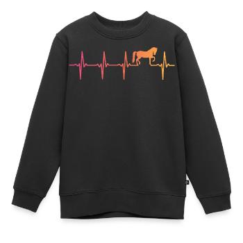 Sunset Horse Herzschlagpferde - Kinder Premium Organic Sweatshirt - Schwarz - Vorne - AI Model Kid Female (0cm)