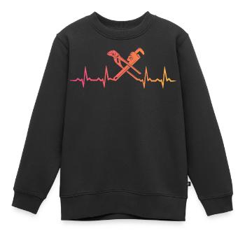 Chauffagiste Sunset battement de coeur de plombier - Sweat Premium enfant bio - noir - Devant - AI Model Kid Female (0cm)