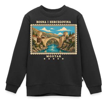 Bosnien und Herzegowina Mostar Vintage Reisemarke - Kinder Premium Organic Sweatshirt - Schwarz - Vorne - AI Model Kid Female (0cm)