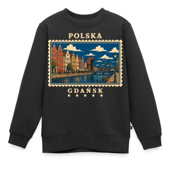 Polen Gdańsk Vintage Reisemarke - Kinder Premium Organic Sweatshirt - Schwarz - Vorne - AI Model Kid Female (0cm)