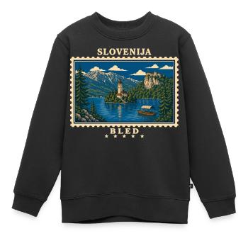 Slowenien Bled Vintage Reisemarke - Kinder Premium Organic Sweatshirt - Schwarz - Vorne - AI Model Kid Female (0cm)