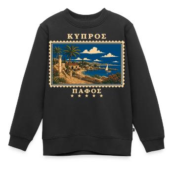 Zypern Paphos Vintage Reisemarke - Kinder Premium Organic Sweatshirt - Schwarz - Vorne - AI Model Kid Female (0cm)