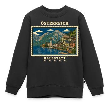 Österreich Hallstatt Vintage Reisemarke - Kinder Premium Organic Sweatshirt - Schwarz - Vorne - AI Model Kid Female (0cm)