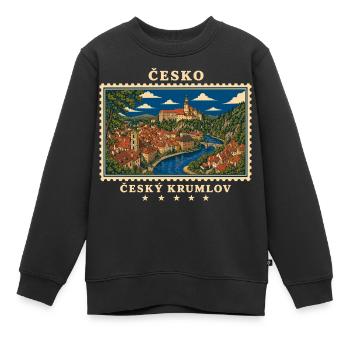 Tschechien Český Krumlov Vintage Reisemarke - Kinder Premium Organic Sweatshirt - Schwarz - Vorne - AI Model Kid Female (0cm)