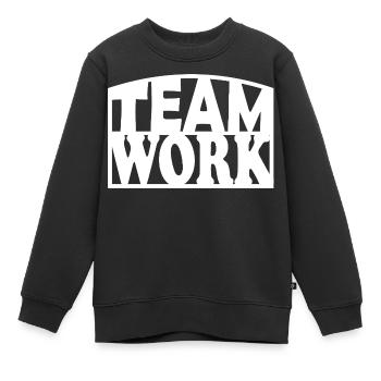 Teamwork Bold Stencil - Kinder Premium Organic Sweatshirt - Schwarz - Vorne - AI Model Kid Female (0cm)