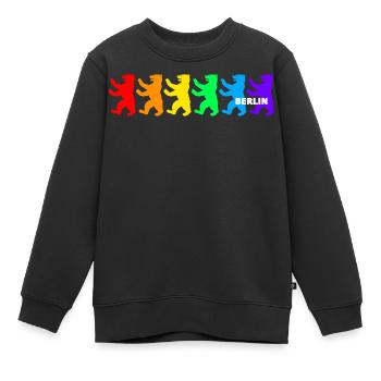 Berliner Bären / Regenbogenfarben - Kinder Premium Organic Sweatshirt - Schwarz - Vorne - AI Model Kid Female (0cm)