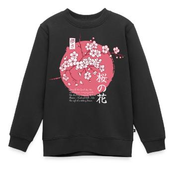 Ephemeral Blossom: Japanese Sakura - Kinder Premium Organic Sweatshirt - Schwarz - Vorne - AI Model Kid Female (0cm)