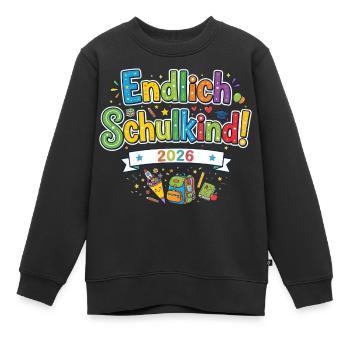 Endlich Schulkind 2026 - bunter Schulstart - Kinder Premium Organic Sweatshirt - Schwarz - Vorne - AI Model Kid Female (0cm)