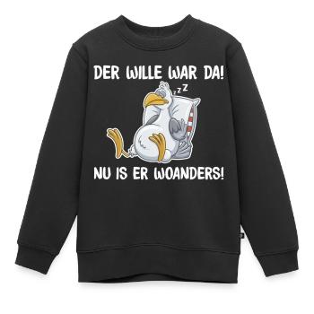 Schlafende Taube – Wille war da, lustige Sprüche - Kinder Premium Organic Sweatshirt - Schwarz - Vorne - AI Model Kid Female (0cm)