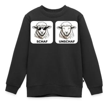 Schaf Unschaf - Wortspiel mit unscharf und Schaf - Kinder Premium Organic Sweatshirt - Schwarz - Vorne - AI Model Kid Female (0cm)