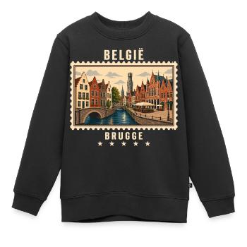 Belgien Brugge Vintage Reisemarke - Kinder Premium Organic Sweatshirt - Schwarz - Vorne - AI Model Kid Female (0cm)