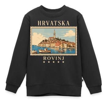 Kroatien Rovinj Vintage Reisemarke - Kinder Premium Organic Sweatshirt - Schwarz - Vorne - AI Model Kid Female (0cm)