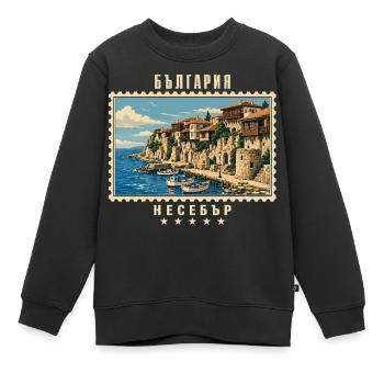 Bulgarien Nessebar Vintage Reisemarke - Kinder Premium Organic Sweatshirt - Schwarz - Vorne - AI Model Kid Female (0cm)