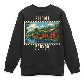 Finnland Porvoo Vintage Reisemarke - Kinder Premium Organic Sweatshirt - Schwarz - Vorne - AI Model Kid Female (0cm)