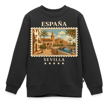 Spanien Sevilla Vintage Reisemarke - Kinder Premium Organic Sweatshirt - Schwarz - Vorne - AI Model Kid Female (0cm)